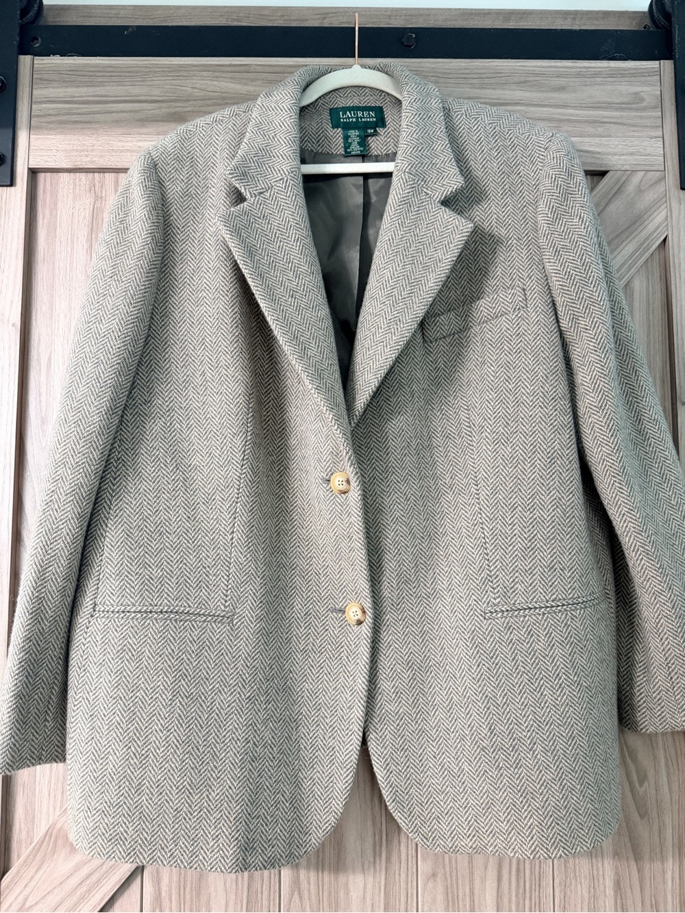 Plus size Ralph Lauren Women's Herringbone 100% Wool Blazer